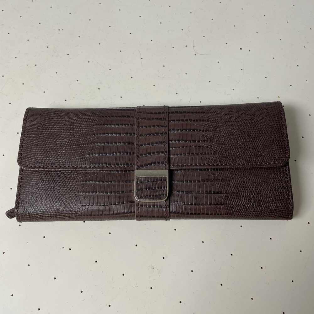 NWT - Supple Leather Jewelry Travel Roll - Brown Lizard